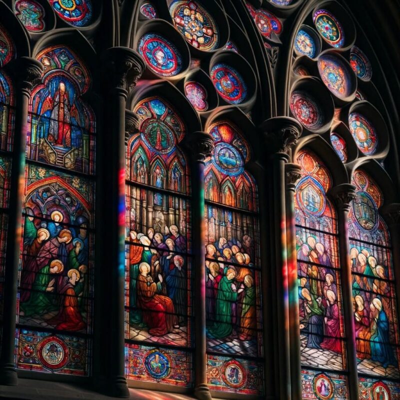 پنجره های شیشه ای رنگی در معماری گوتیک